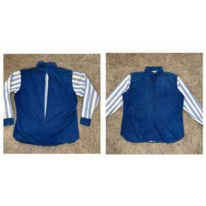 Vintage Dakota Sunset Chambray Western Long Sleeve Button Down Striped USA XL